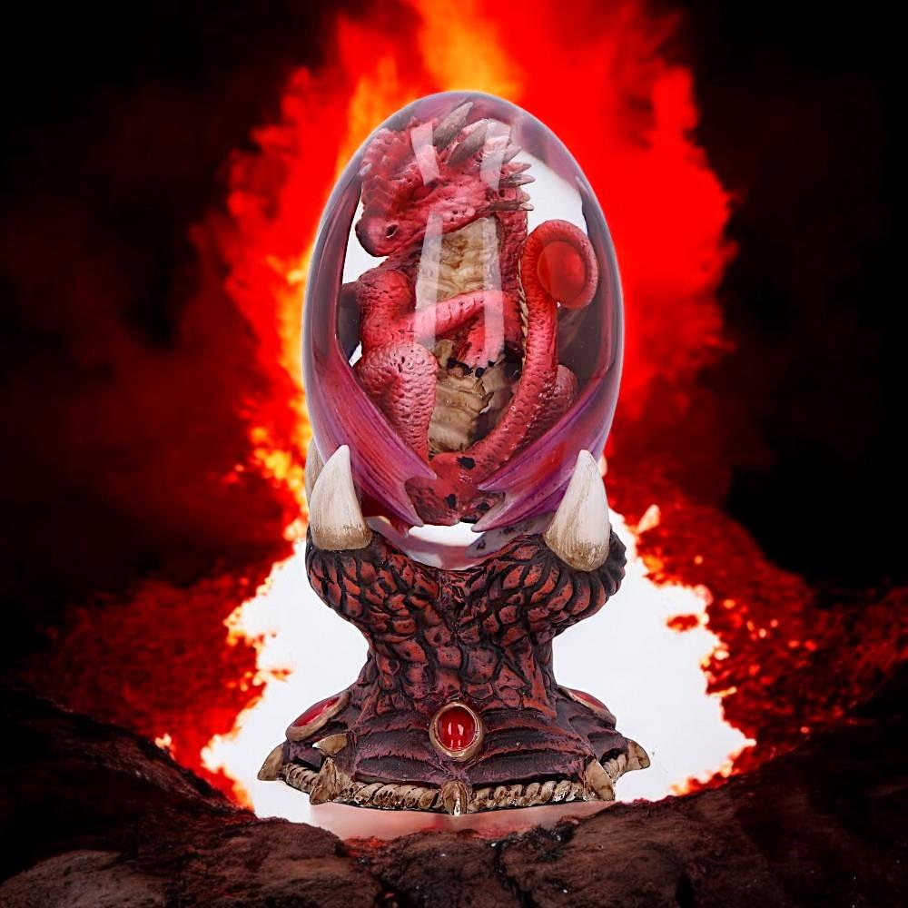 Fire Baby Dragon Egg Figurine - Fantasy Resin Statue Mystical Home Decor 12cm