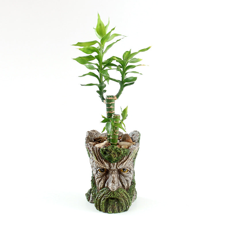 Tree Man Planter Pot - Unique Old Man Tree Head Flower Pot for Indoor Plants, Resin Garden Figurine, Perfect Desktop Home Decoration Gift