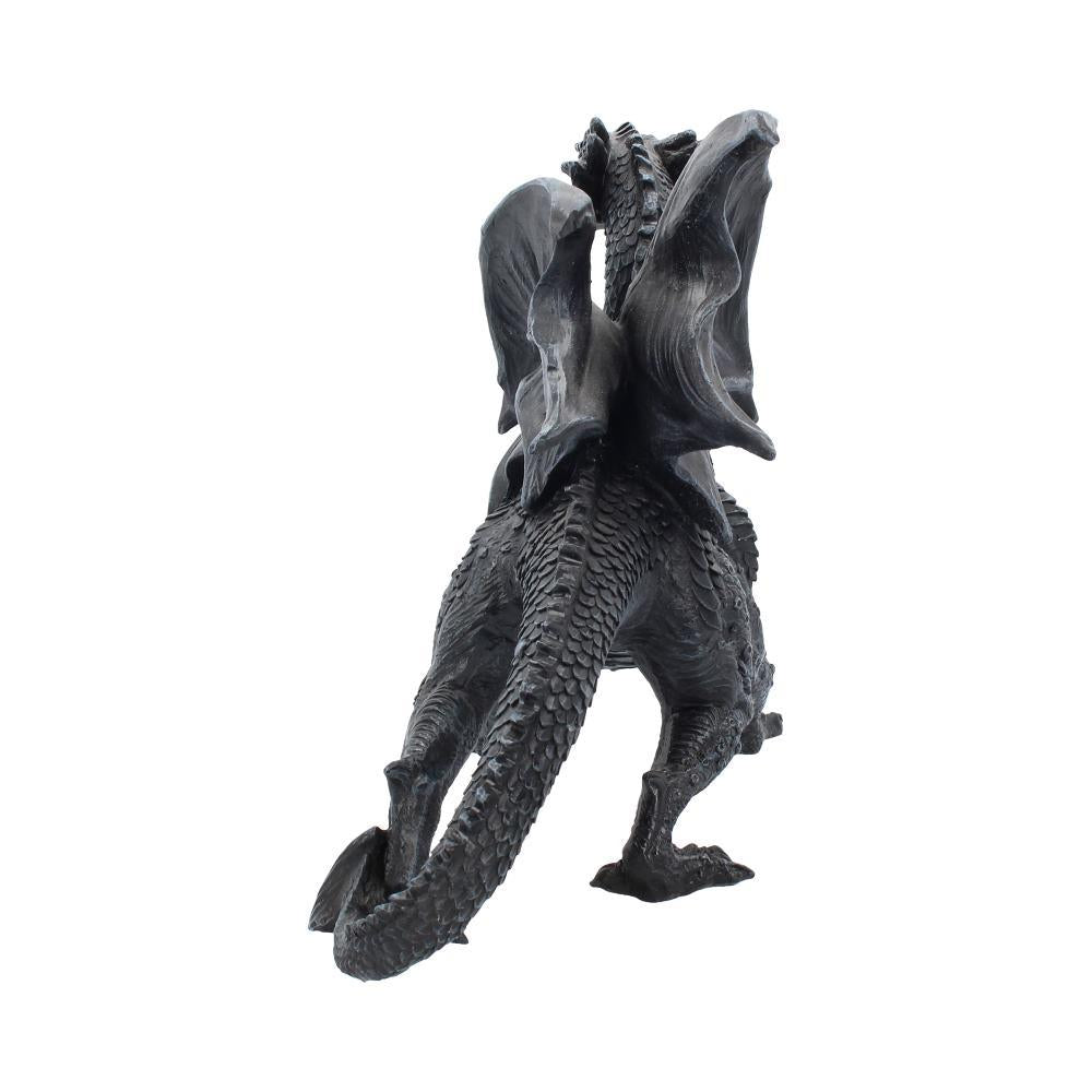 Dragon Watcher Obsidian Statue Dark Fantasy Decor Gothic Collectible Figurine Art