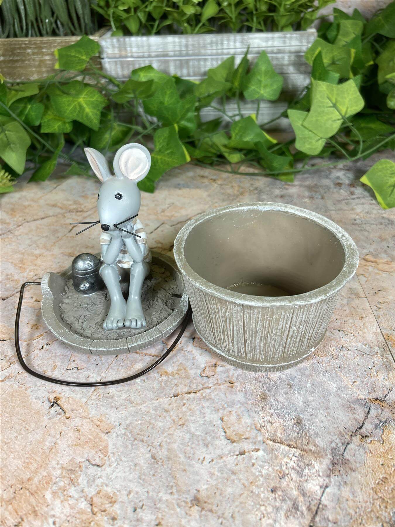 Cheeky & Charming Hilarious Mouse on Resin Bucket Lid Garden Ornament-Osiris Craftworks