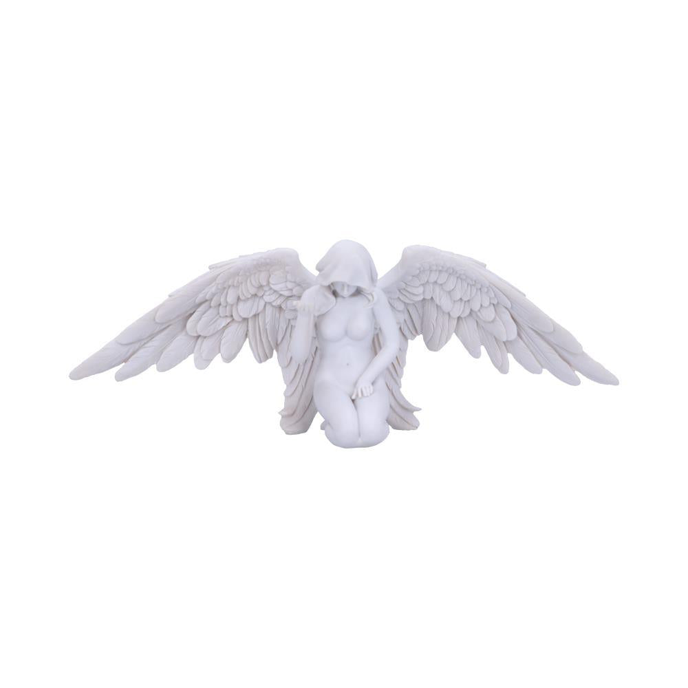 Elegant Kneeling Caped Fallen Gothic Angel Spiritual Fantasy Figurine Peace Decor