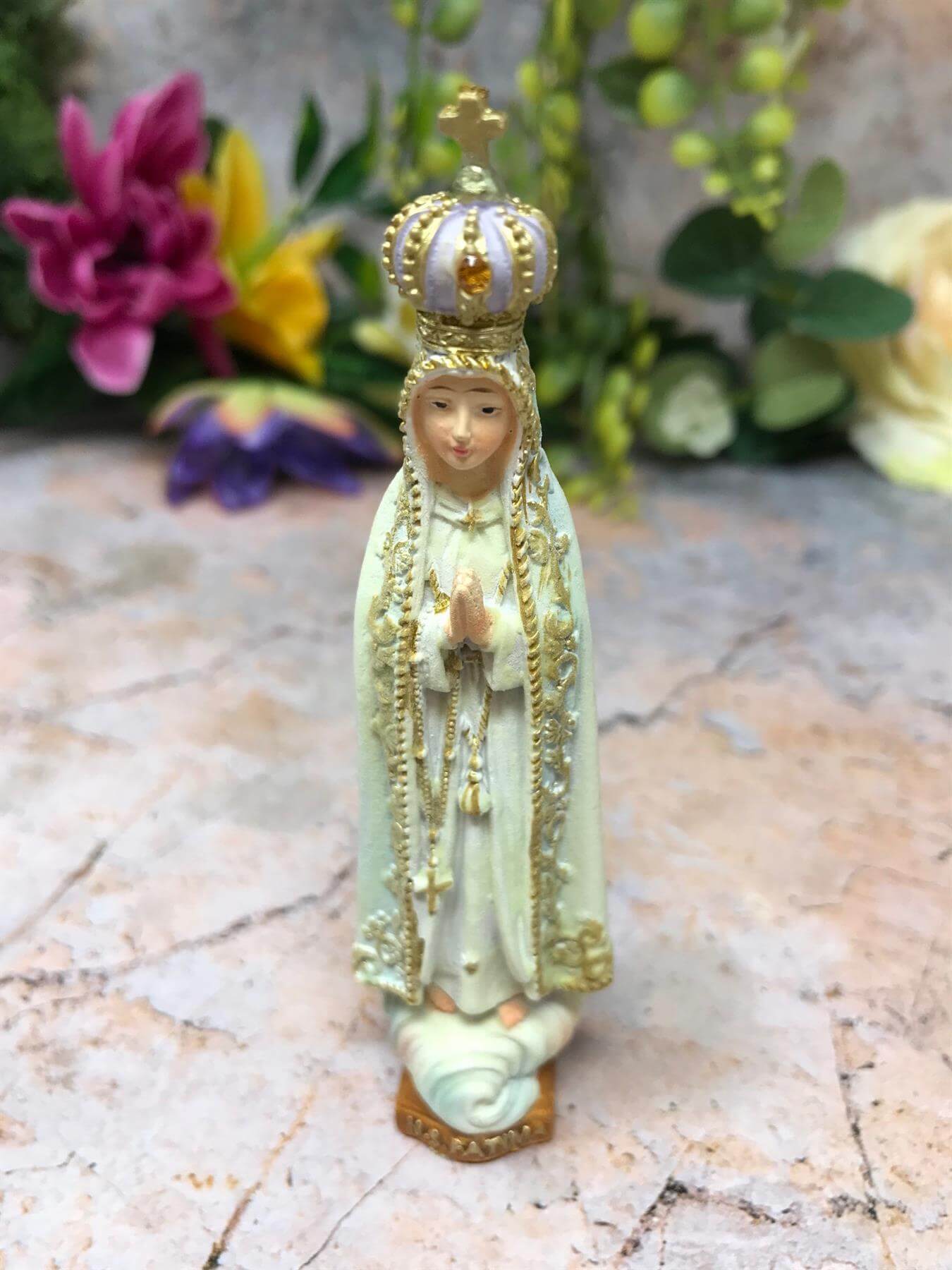 Small Glow in the Dark Blessed Virgin Mary Our Lady of Fatima Statue Luminous Ornament Figurine for Home or Chapel