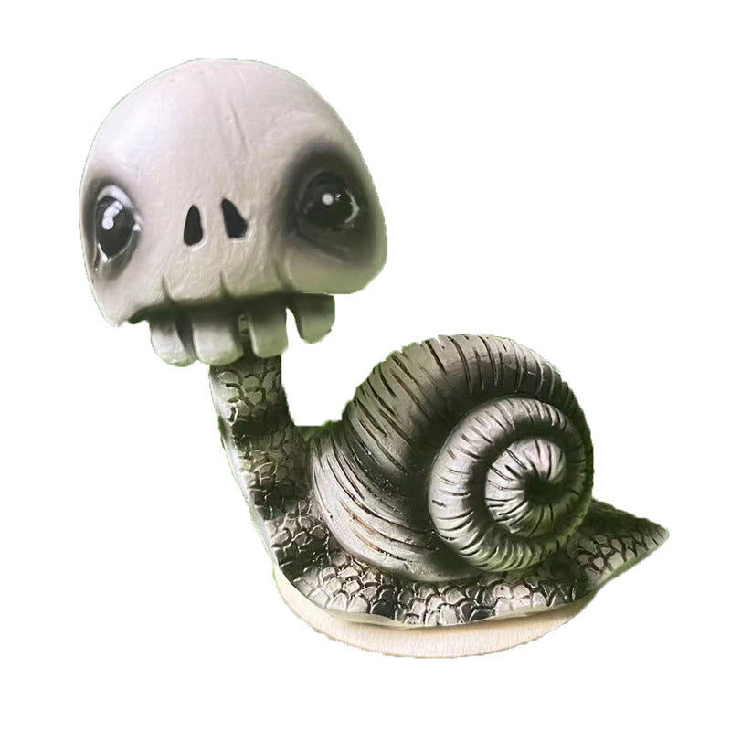 Halloween Shaking Head Skull Snail Decorative Resin Crafts