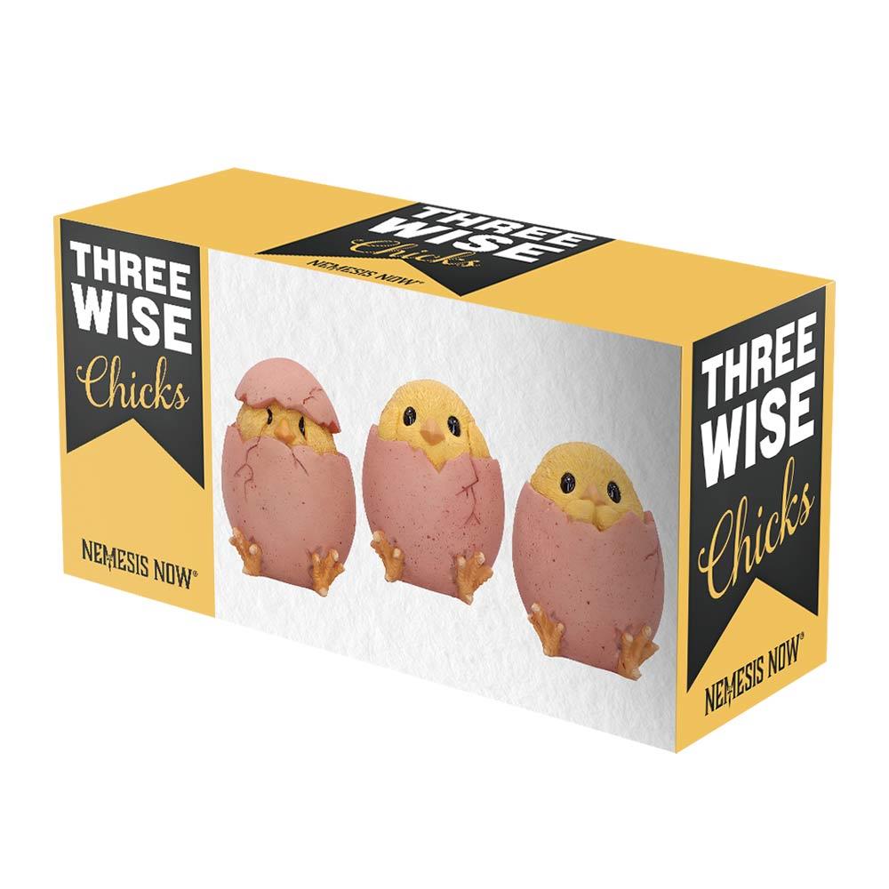 Adorable Spring Chick Set Three Wise Chickens Figurines Easter Novelty Gift Boxed