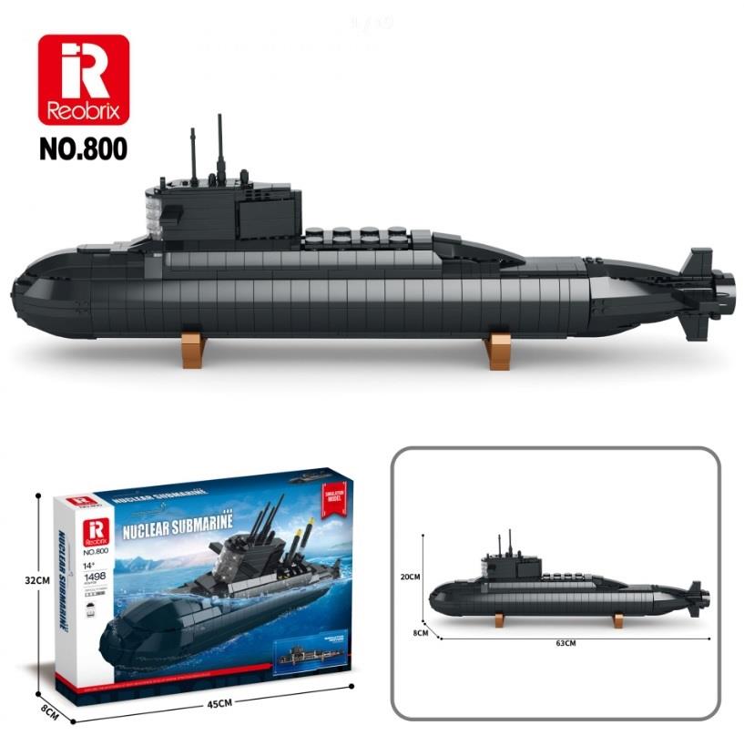 Reobrix NO.800 Nuclear Submarine Building Blocks Set 1498pcs 63cm Model Kit