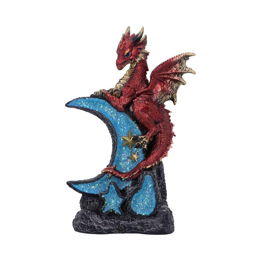 Crescent Moon Dragon Statue Fantasy Figurine Gothic Mythical Creature Art Decor