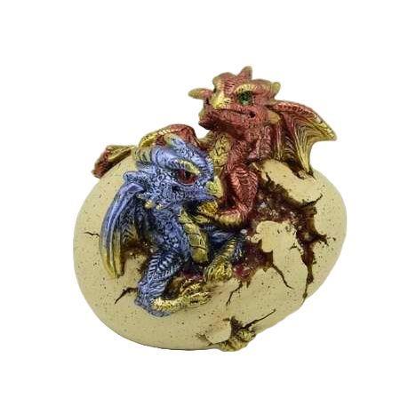 Twin Baby Dragon Egg Money Bank - 11.5cm Fantasy Collectible Resin Ornament