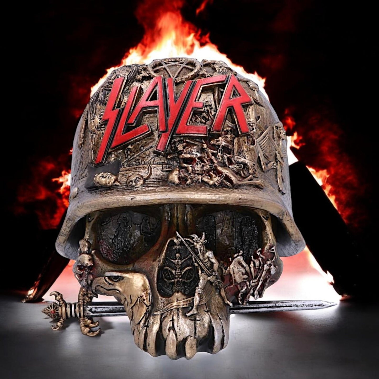 Official Slayer Skull Trinket Box | Eagle Helmet Logo Design | Gothic Resin Collectible 17.5cm