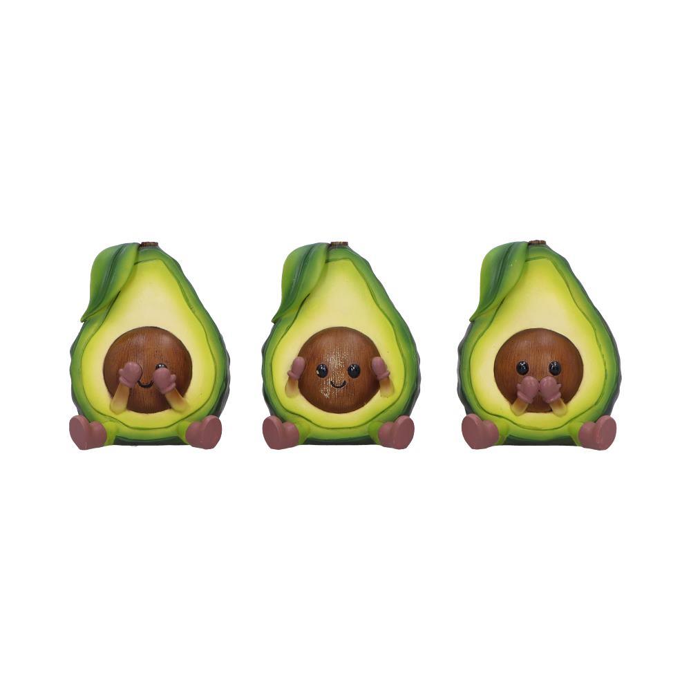Quirky Three Wise Avocado Figurines Hear No See No Speak No Evil Novelty Decor
