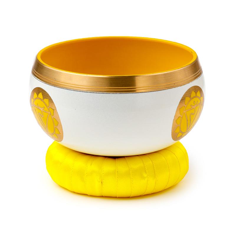 Yellow Chakra Singing Bowl Set – Meditation Sound Bowl with Mallet and Cushion