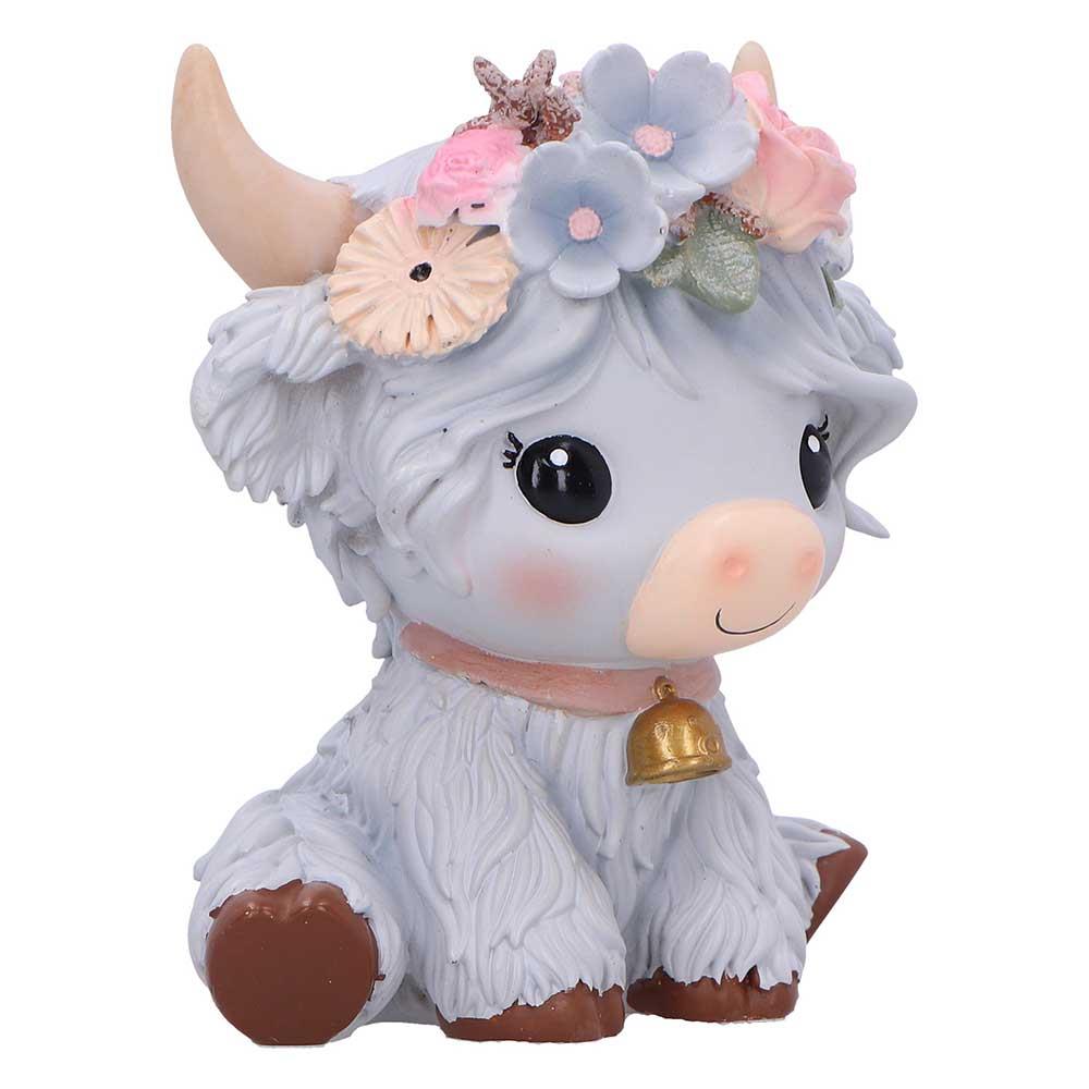 Moo Crew Magnolia Grey Flower Cow Figurine Ornament Cute Farmhouse Decor