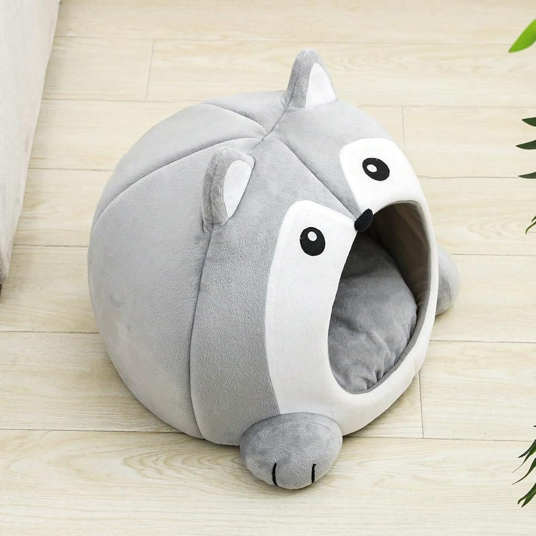 Indoor Fox-shaped Cat Bed Hole Removable Cushion