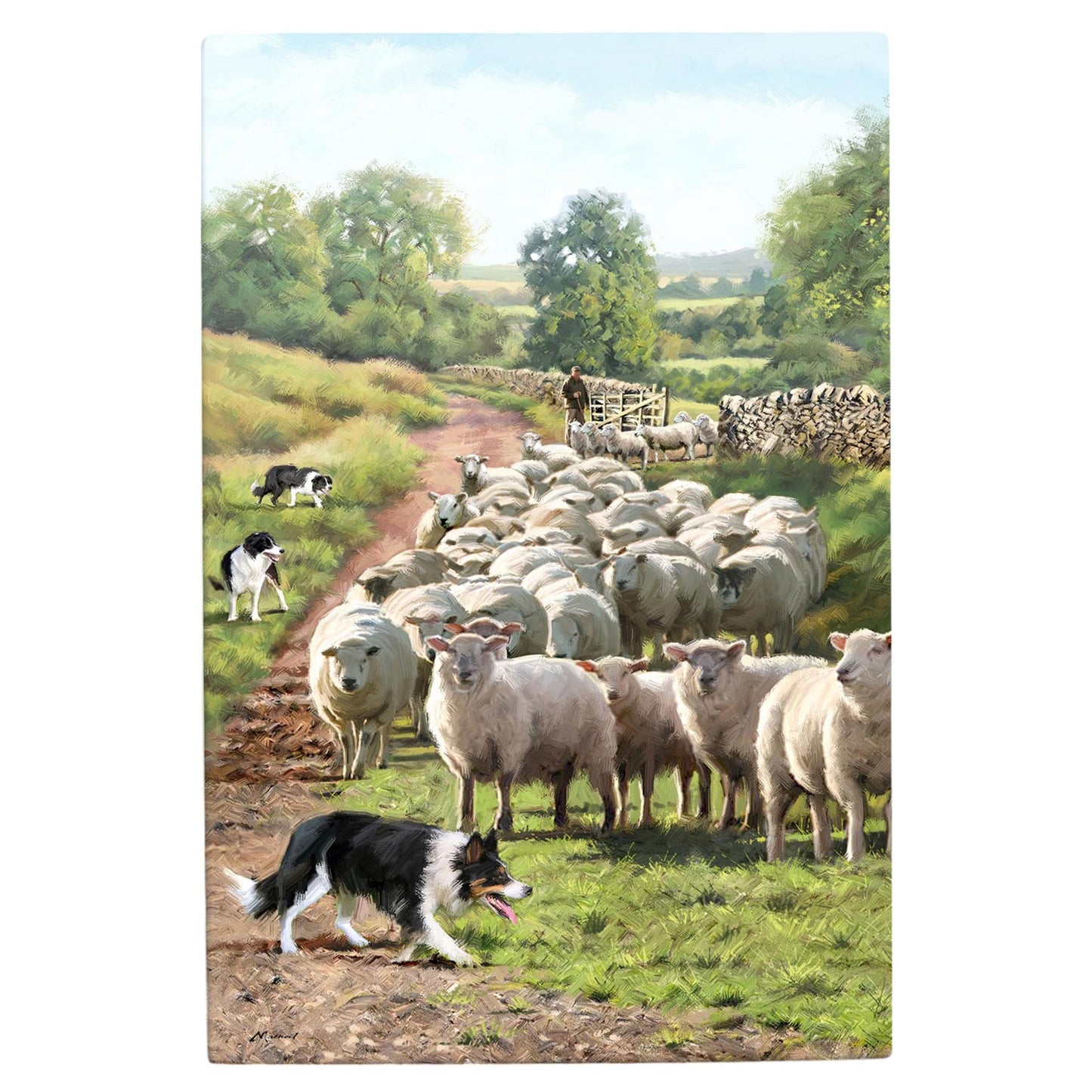 Shepherd Sheep Ceramic Art Tile MacNeil Studios 30x20cm Wall Decor-Osiris Craftworks