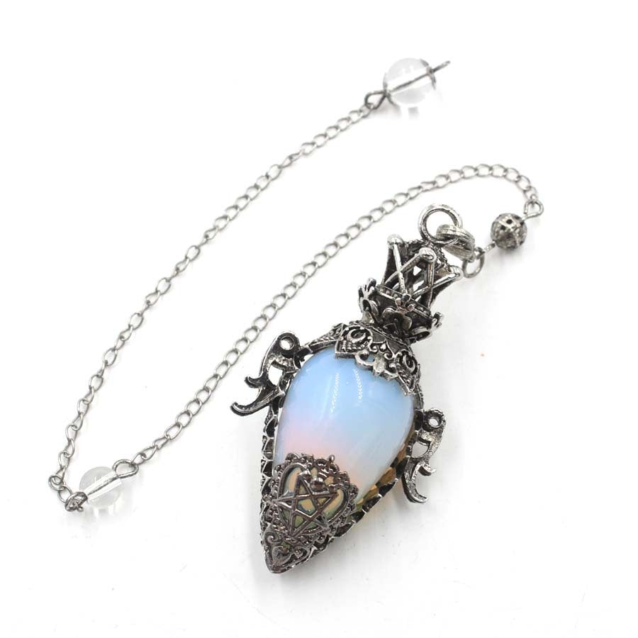 Ancient Silver Bottle Egg-shaped Crystal Pendulum Pendant Necklace