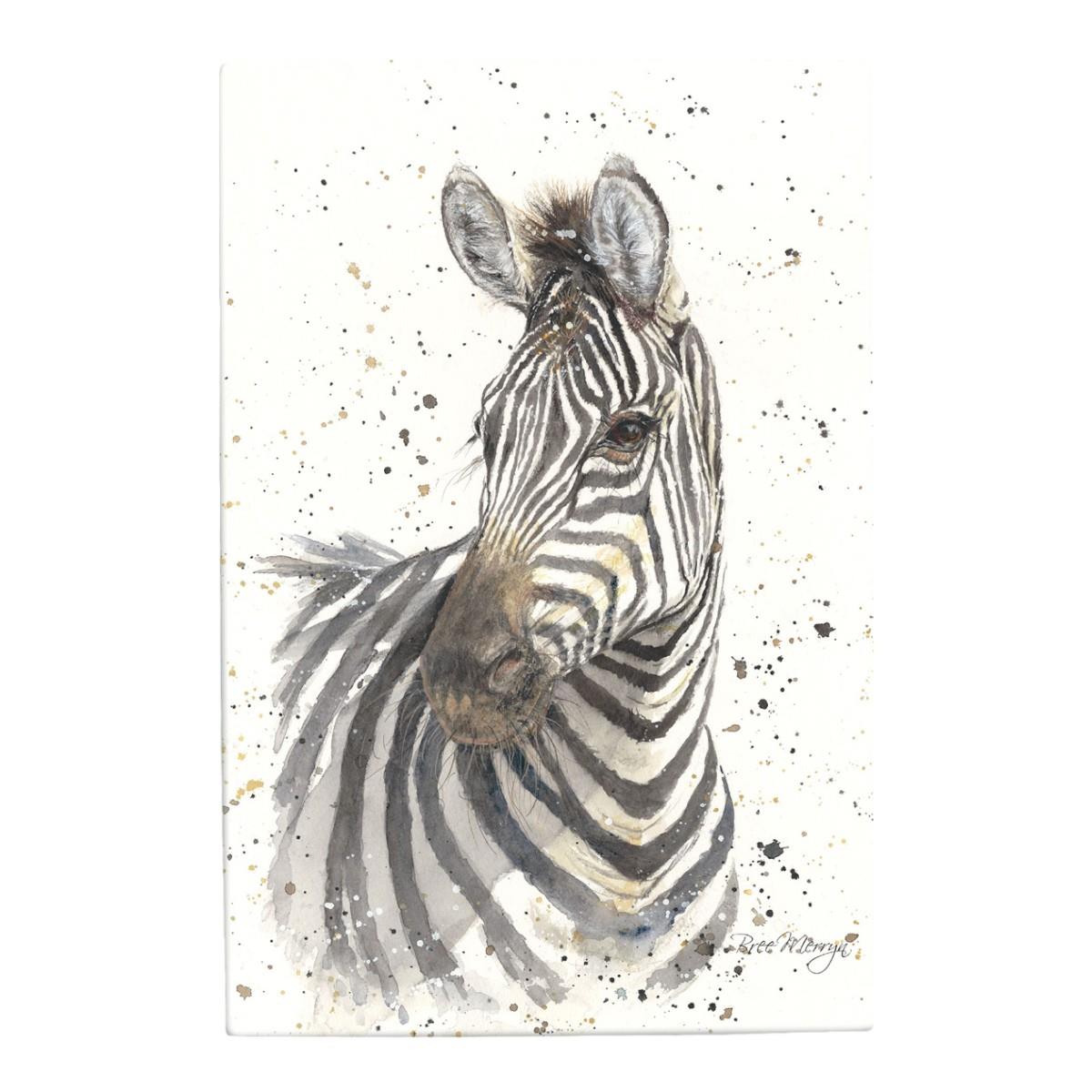 Zak Zebra Art Tile by Bree Merryn - 20x30 cm Decorative Wall Hanging - Unique Animal Artwork Ceramic Plaque Gift-Osiris Craftworks