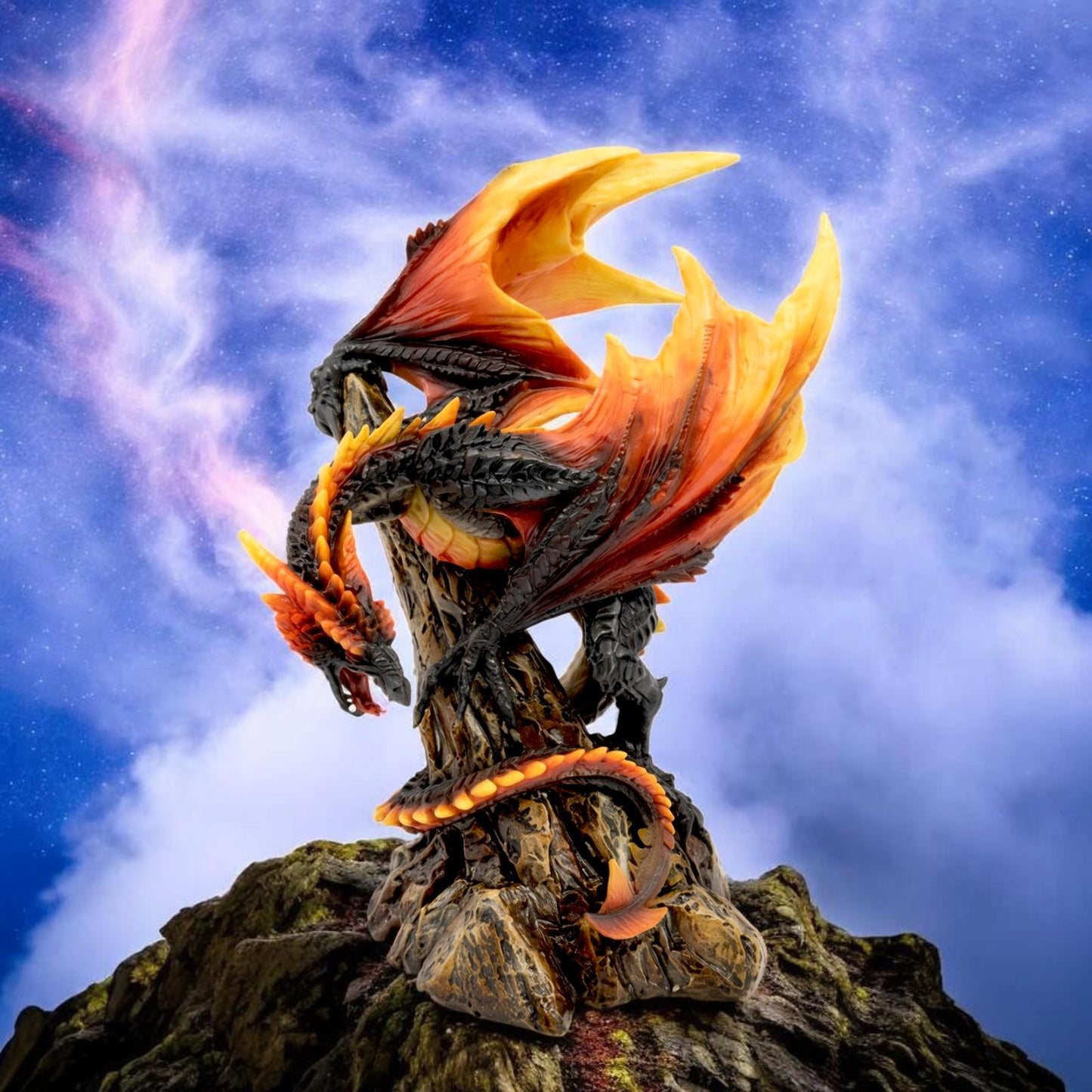 Fire Dragon Figurine Fantasy Statue Gothic Mythical Ornament Home Decor Gift