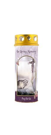 In Loving Memory Prayer Candle with Windproof Cap - Memorial Tribute Candle - Height 16.5 cm