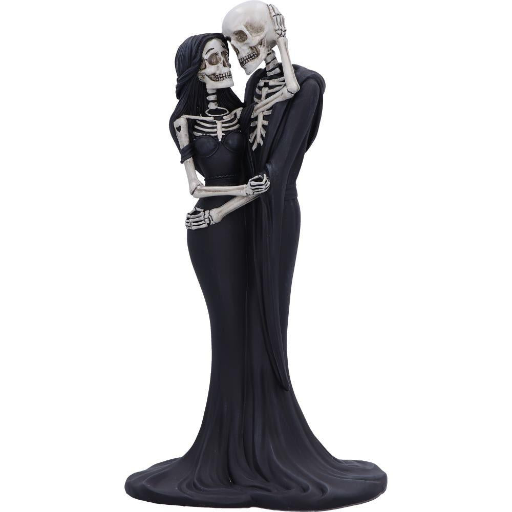 Skeleton Hug Figurine 24cm - Gothic Resin Lovers Statue - Romantic Skeleton Couple Gift