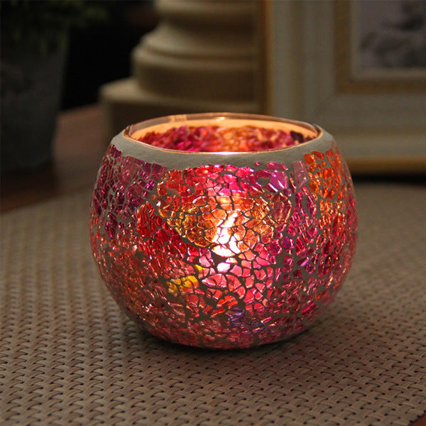 Mosaic glass candle holder