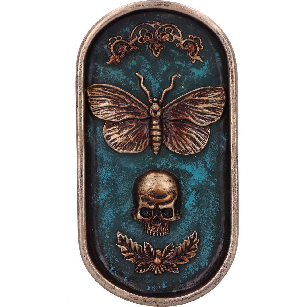 Dark Gothic Moth Skull Incense Stick Holder | Ornate Resin Burner Alternative Decor