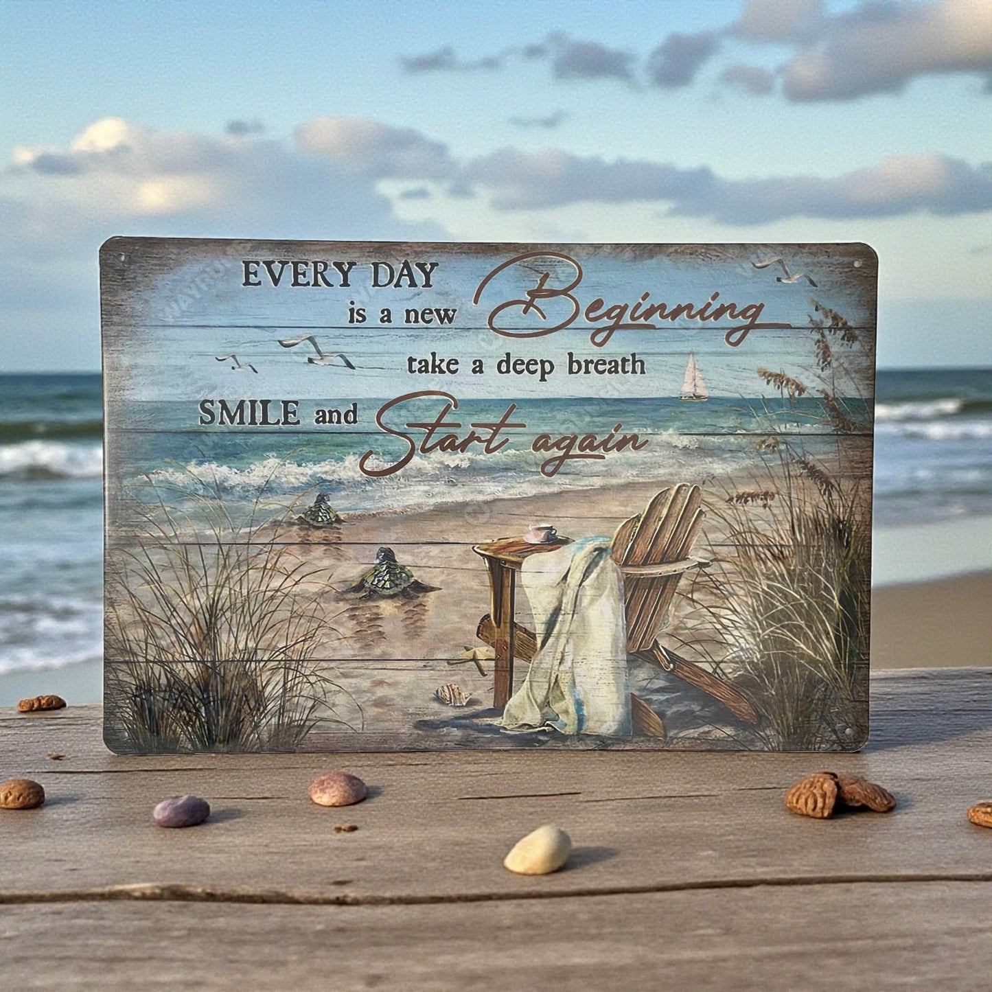 Coastal Wall Art Every Day Is A New Beginning Metal Plaque Home Inspiration