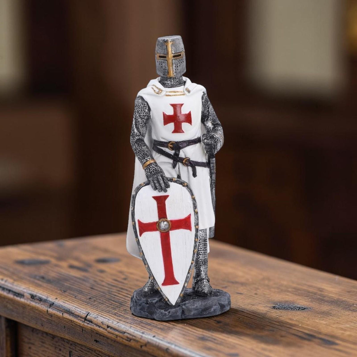 Templar Knight Figurine 16.6cm Medieval Crusader Statue Historical Gothic Decor