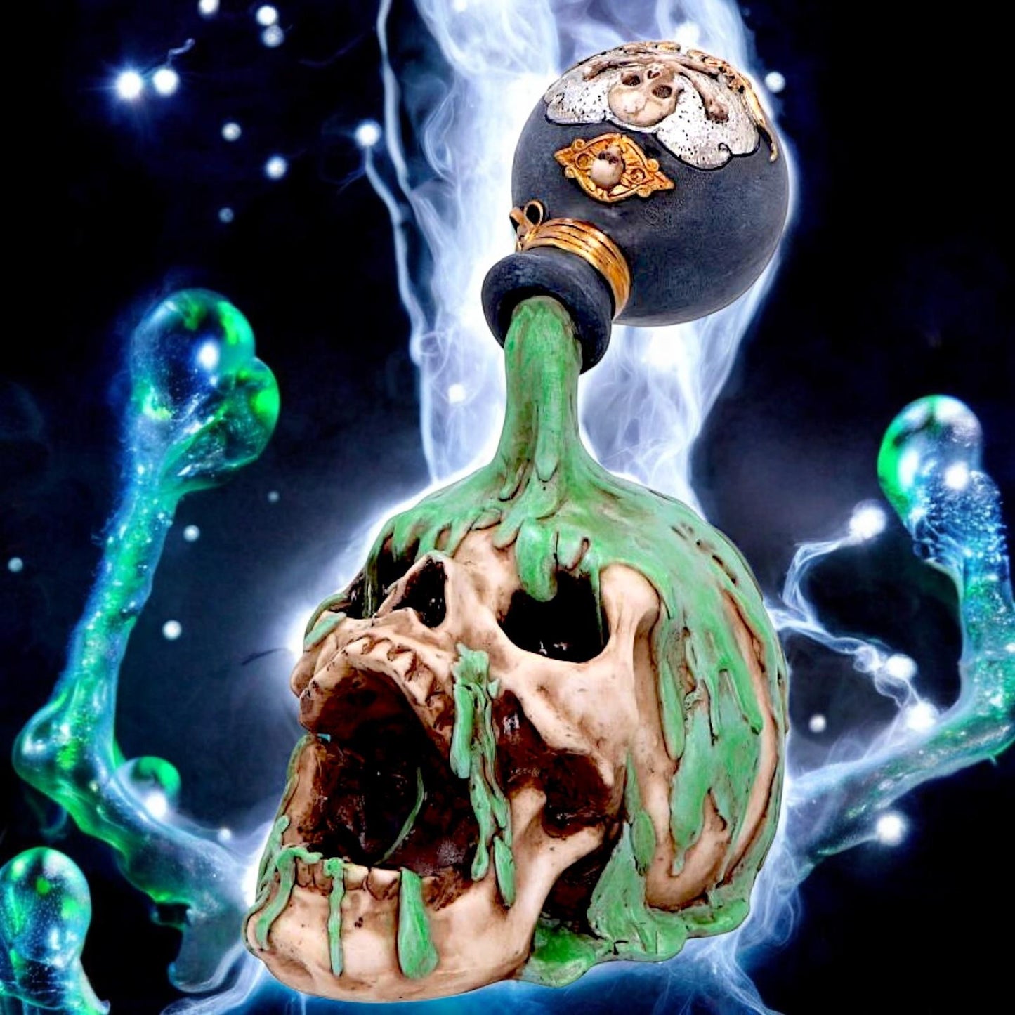 Toxic Waist Gothic  Skull Figurine Fantasy Horror Statue Home Decor Ornament