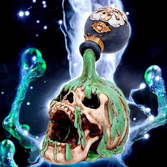 Toxic Waist Gothic  Skull Figurine Fantasy Horror Statue Home Decor Ornament