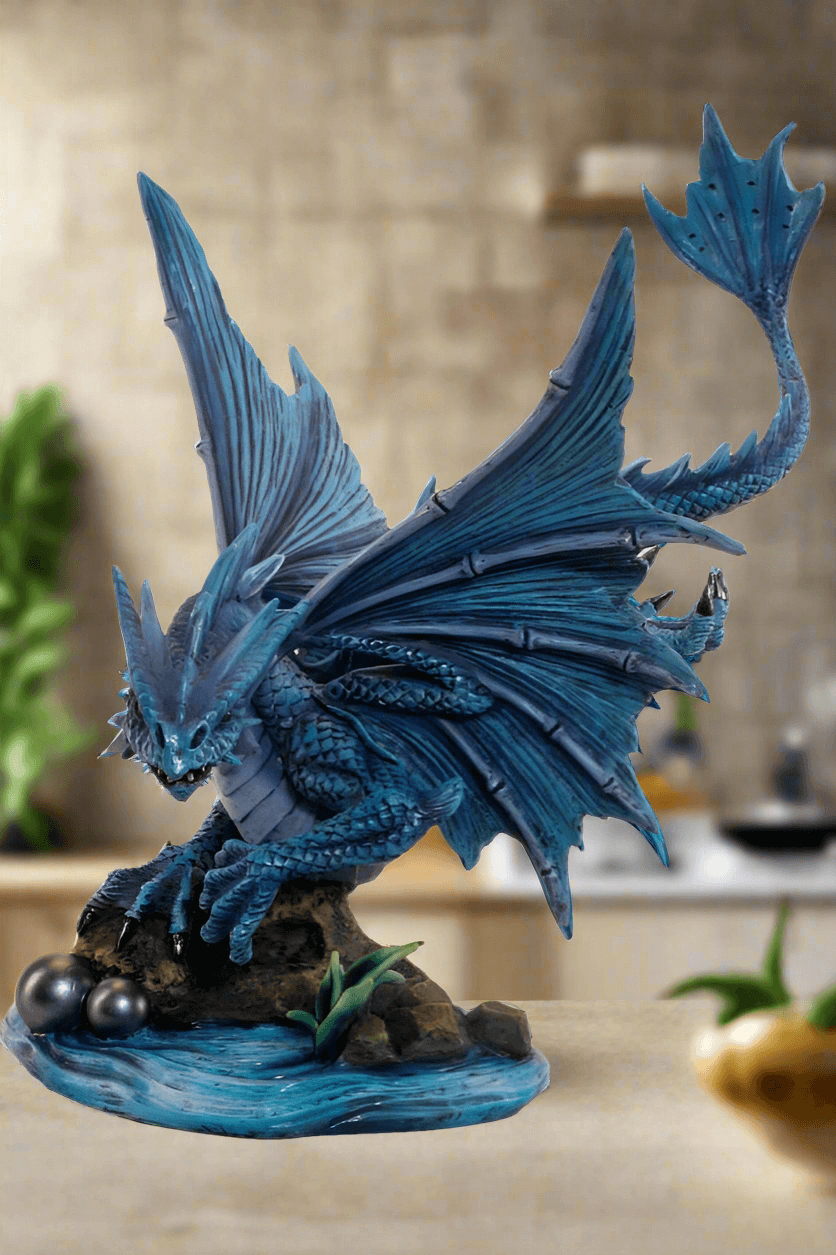 Blue Dragon Figurine by Anne Stokes | 27cm Hand-Finished Resin Fantasy Statue | Unique Home Decor or Gift