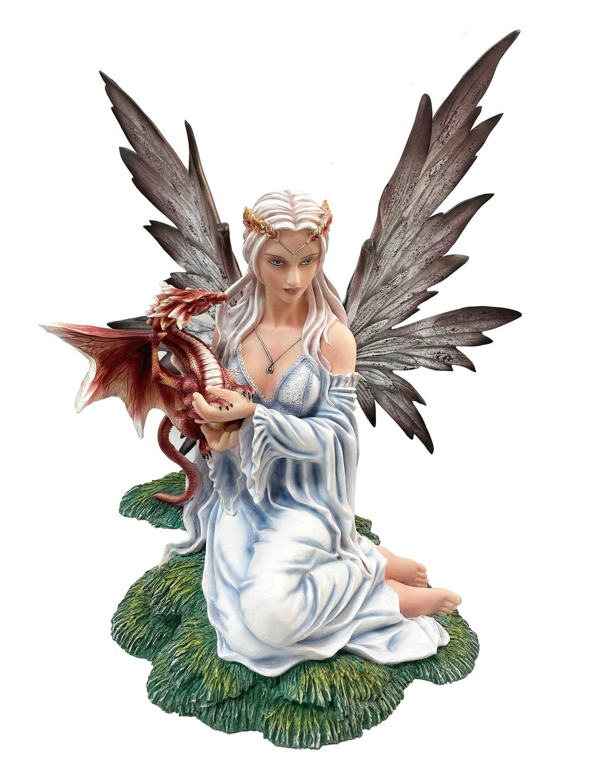 Fantasy Fairy Holding Dragon Figurine Gothic Ornament Mythical Creature Decor