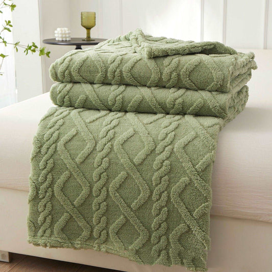 All-Season Textured Sofa Blanket – Cozy Knitted Throw