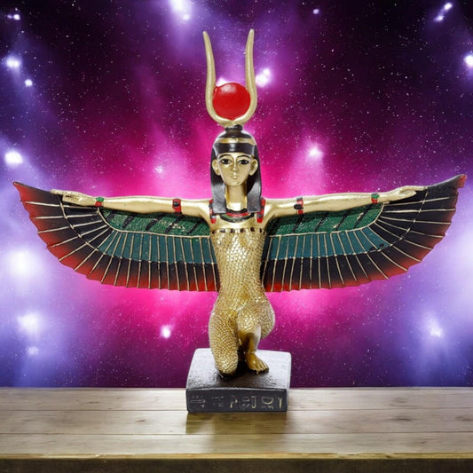 Ancient Egyptian Goddess Isis Figurine - Gold Winged Home Decor Ornament