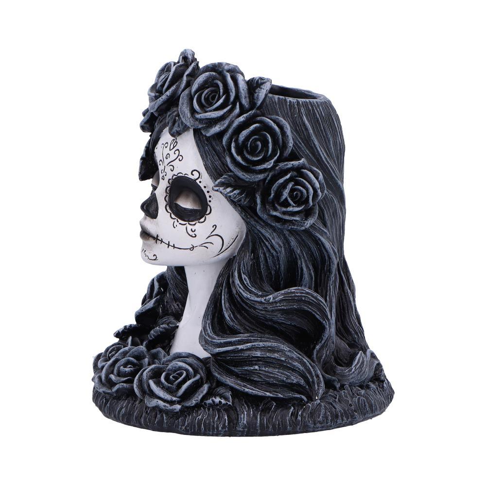 Gothic Day of the Dead Skull Tea Light Holder Flor de Muerte Day of the Dead Bust