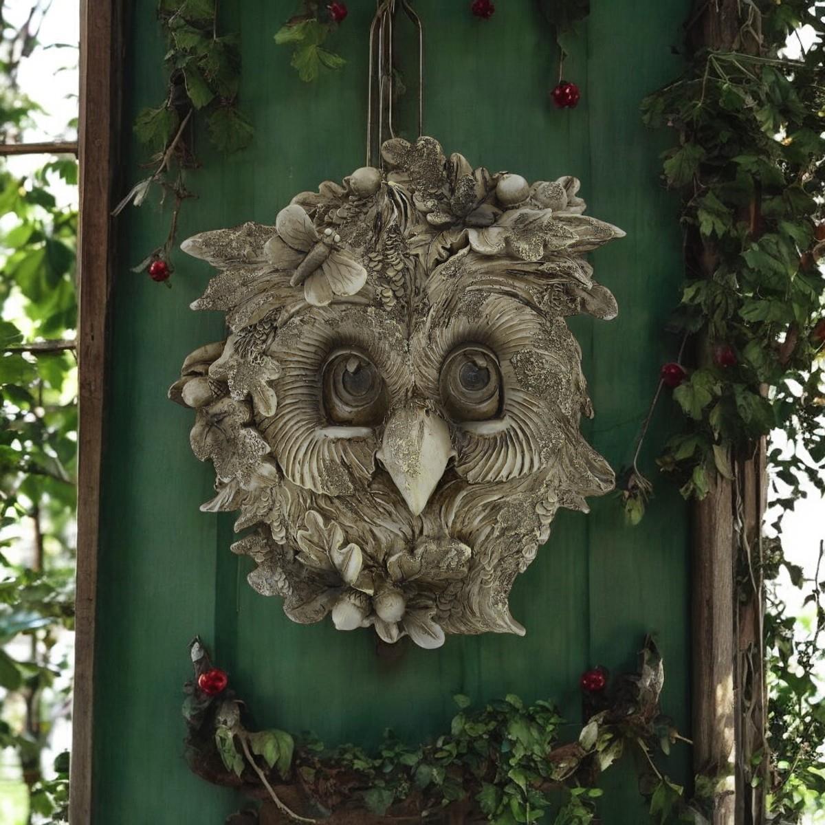 Rustic Owl Woodland Wall Plaque - Resin Indoor/Outdoor Decor, 18x20 cm, Ready to Hang