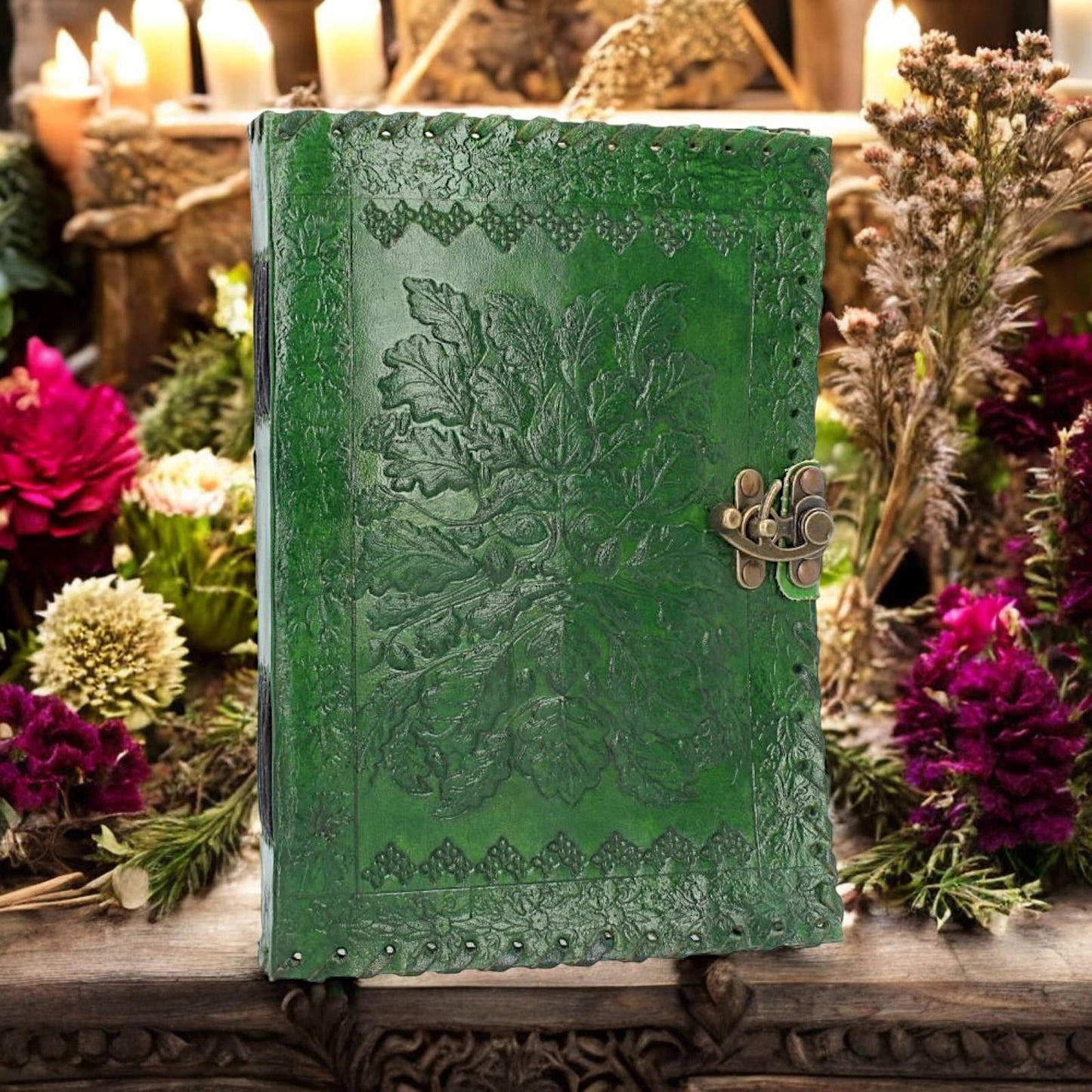 Green Man Leather Journal Book of Shadows Tree Man Wiccan Pagan Gift