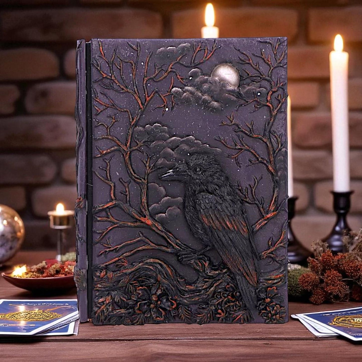 Mystical Raven Journal Gothic Spell Book Grimoire Fantasy Notebook Wiccan Art
