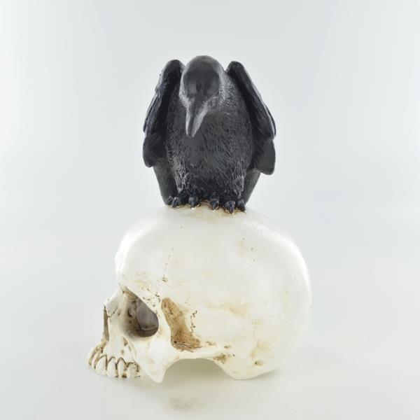 Resin Crow on Skull Figurine | Gothic & Occult Decor