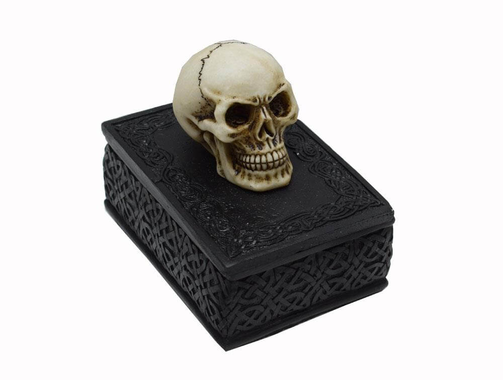 Skull Trinket Box Sculpture Skeleton Gothic Horror Secret Stash Figurine Ornament Figure Decoration