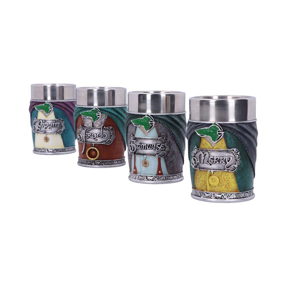 Lord of the Rings Hobbit Shot Glass Set Official Frodo, Sam, Merry, Pippin Cups