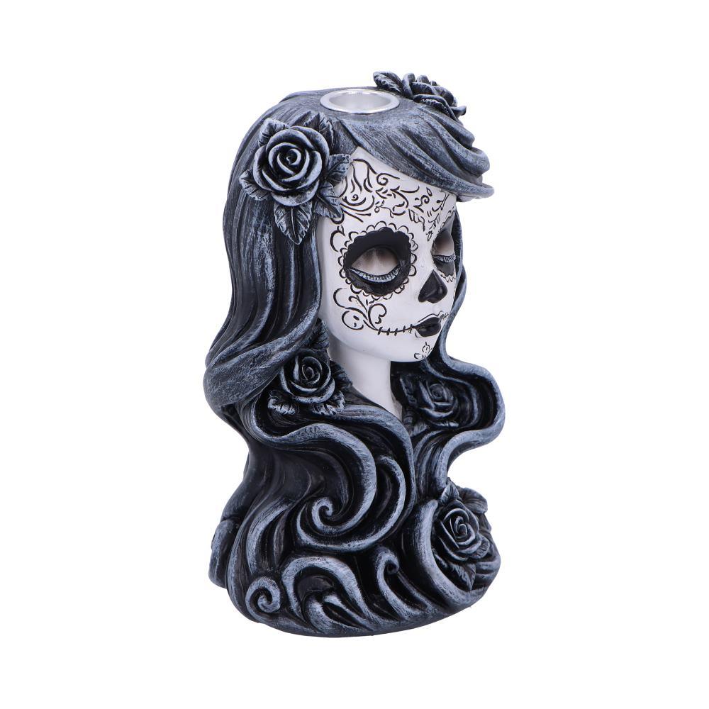 Gothic Backflow Incense Burner Day of the Dead Lady Skull Holder Halloween Art