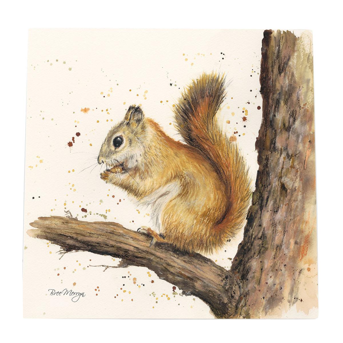 Stiles Red Squirrel Ceramic Art Tile by Bree Merryn - 20x20cm | Ready to Hang"