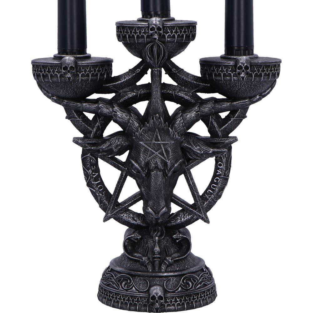 Baphomet's Radiance Candelabra 46cm with LED Candles | Gothic Occult Home Decor Nemesis Now Design