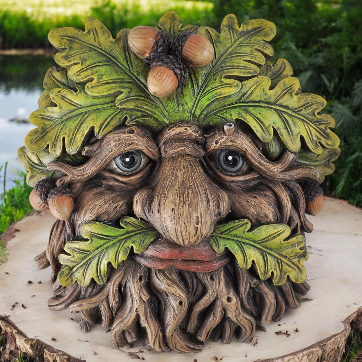 Green Man Garden Wall Plaque | 16 cm Resin Pagan Decor for Outdoor Spaces