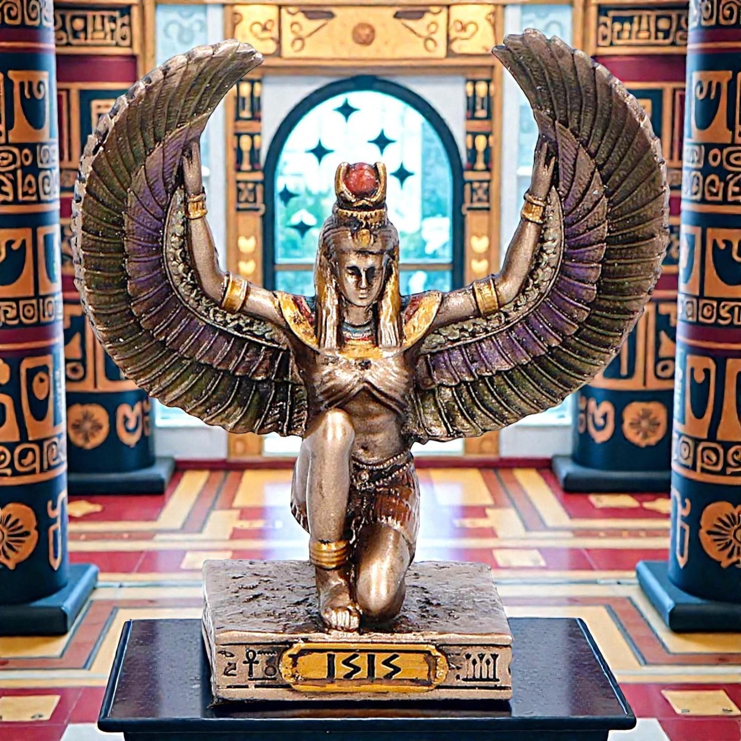 Small Isis Goddess of Magic Figurine Egyptian Mythology Winged Collectible Decor