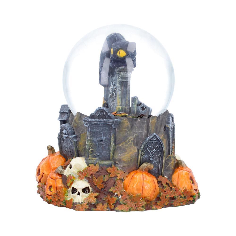 Halloween Black Cat Snow Globe Pumpkin Graveyard Skull Gothic Ornament