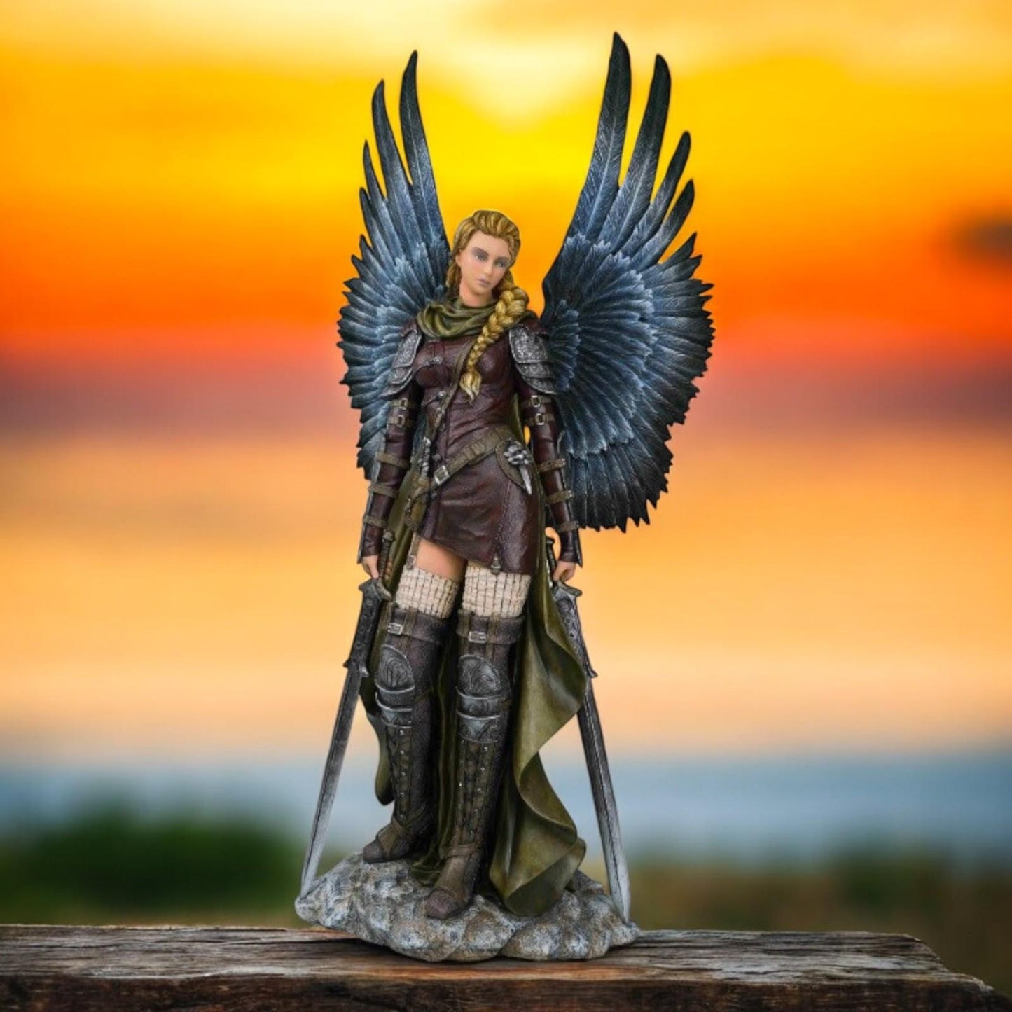 Large Gothic Angel Statue Fantasy Winged Warrior Gothic Figurine Ornament 69cm