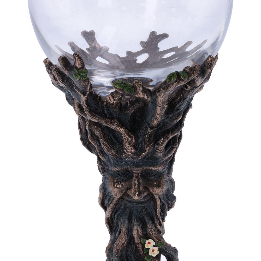 Spirit of the Forest Goblet Ancient Green Man Chalice Pagan Glass Wiccan Decor