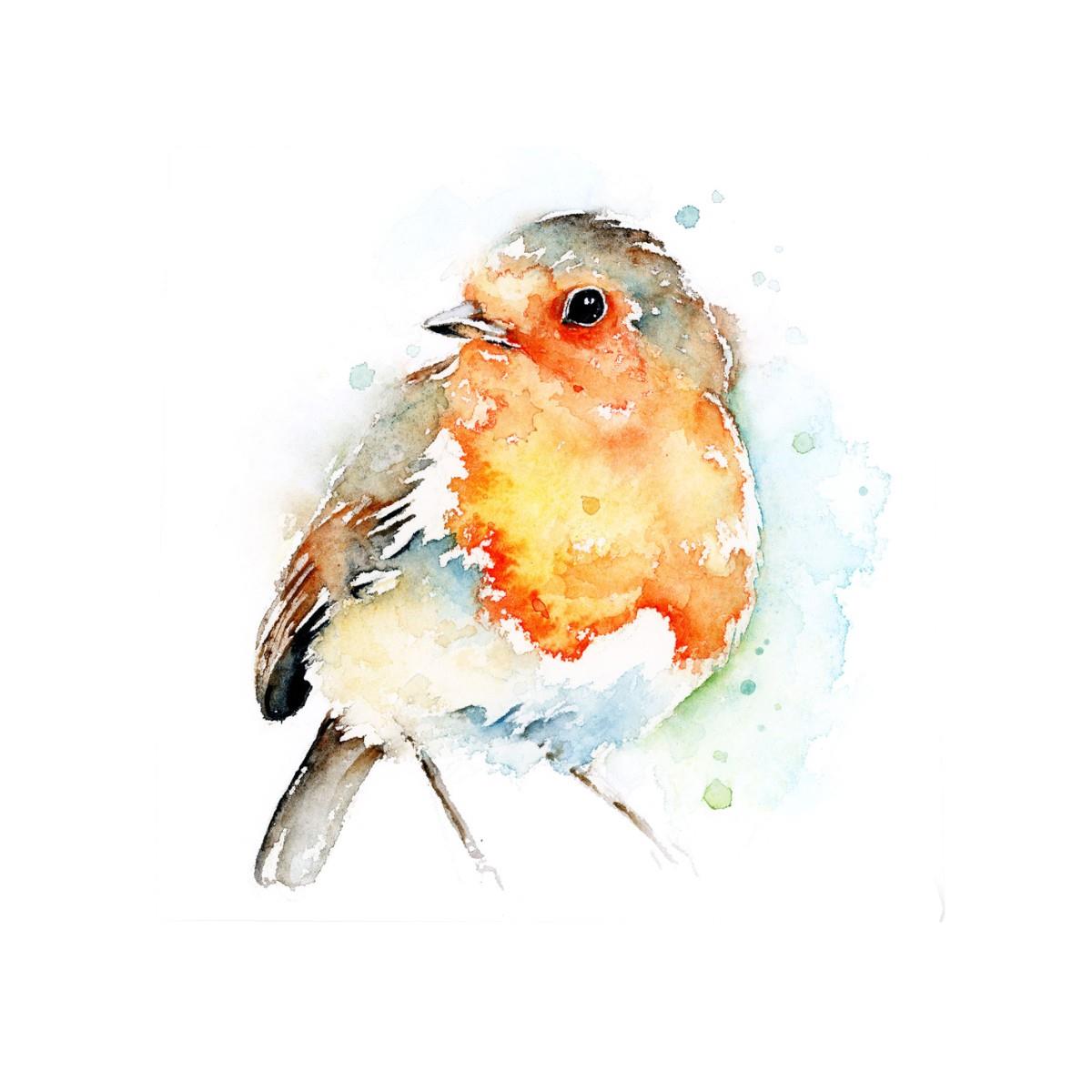 Little Robin Ceramic Art Tile by Amanda Gordon - Ready to Hang (20x20 cm)