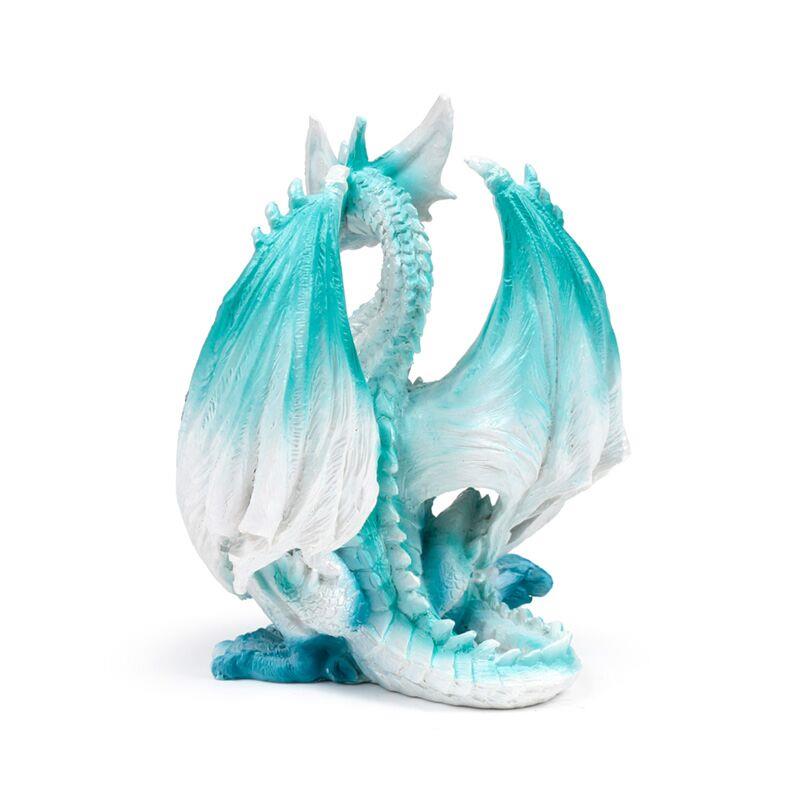 Ice Dragon Figurine 17cm | Frost Fantasy Resin Statue | Blue White Dragon Home Decor Gift
