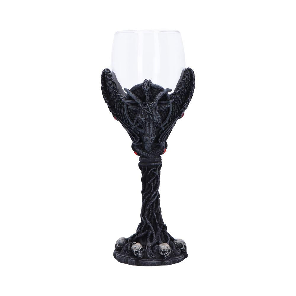 Dark Gothic Baphomet Goblet  Occult Chalice Wine Vasal with Pentagram & Skulls